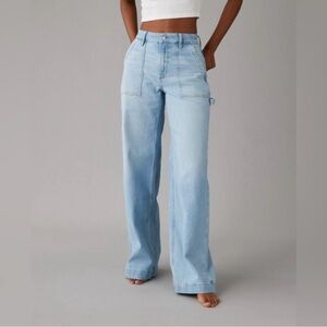 American Eagle Outfitters Light Blue Wide-Leg Jeans
